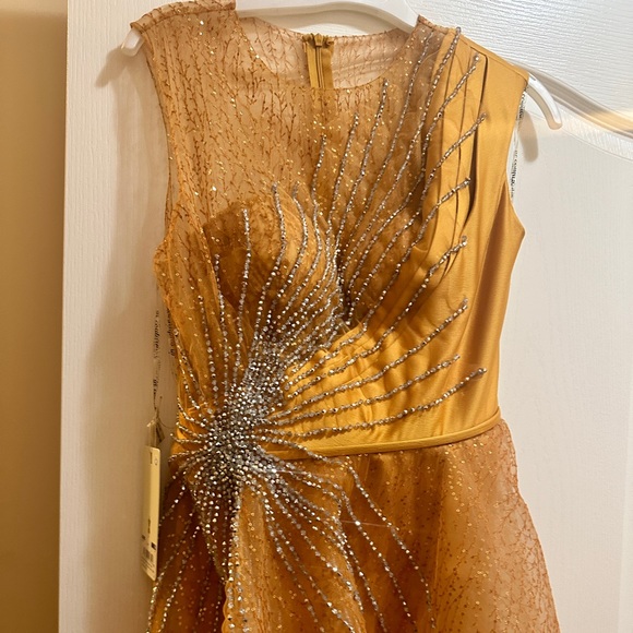 Gorgeous, gold, and orange evening gown made in Turkey - Picture 2 of 8